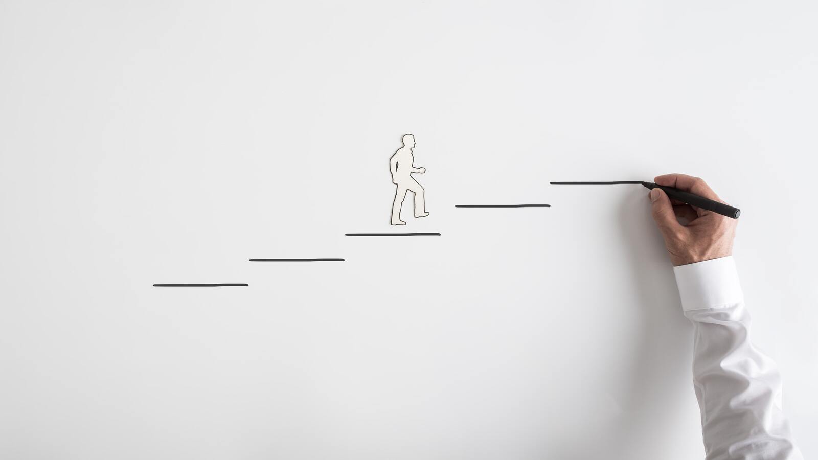 Paper Silhouette Cutout Man Businessman Drawing Steps Min